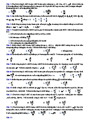 Đề trắc nghiệm Hình học 11 chương 1
